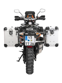 Zestaw: kufry boczne z anodowanego aluminium srebrne "And-S" Zega Evo + stelaże srebrne Touratech KTM 1050 Adventure/1090 Adventure/1290 Super Adventure (-20)/1190 Adventure/R (38+45L)