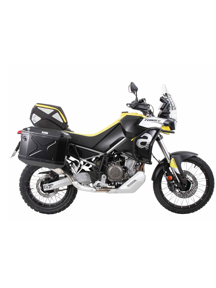 Zestaw: kufry boczne + stelaże Hepco&Becker Xplorer Cutout do Aprilia Tuareg 660 (22-24) czarne