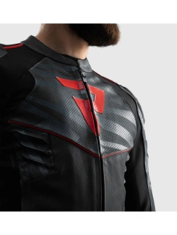 Kurtka motocyklowa skórzana Rebelhorn Vandal 2 czarno-szaro-czerwona