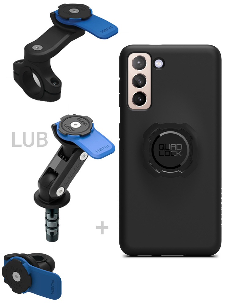 Zestaw na motocykl: etui na telefon Samsung Galaxy S21+ + mocowanie Quad Lock