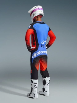 Spodnie cross Alpinestars MX Techstar Knif pomarańczowo-czarno-niebieskie