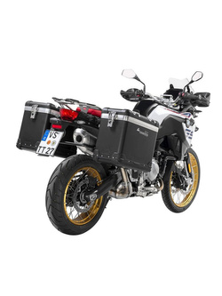 Zestaw: kufry boczne z anodowanego aluminium czarne Zega Pro + stelaże czarne Touratech BMW F850GS/ Adventure/ F750GS/ F900GS Adventure/ F800GS (24-) (38+45L)