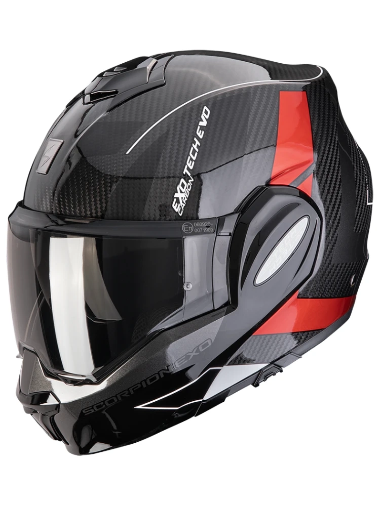 Kask szczękowy Scorpion Exo-Tech Evo Carbon Cad czarno-czerwony