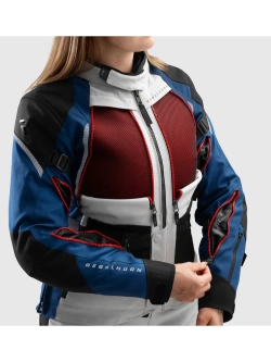 Kurtka motocyklowa damska tekstylna Rebelhorn Hardy 3.0 niebiesko-szaro-czerwona