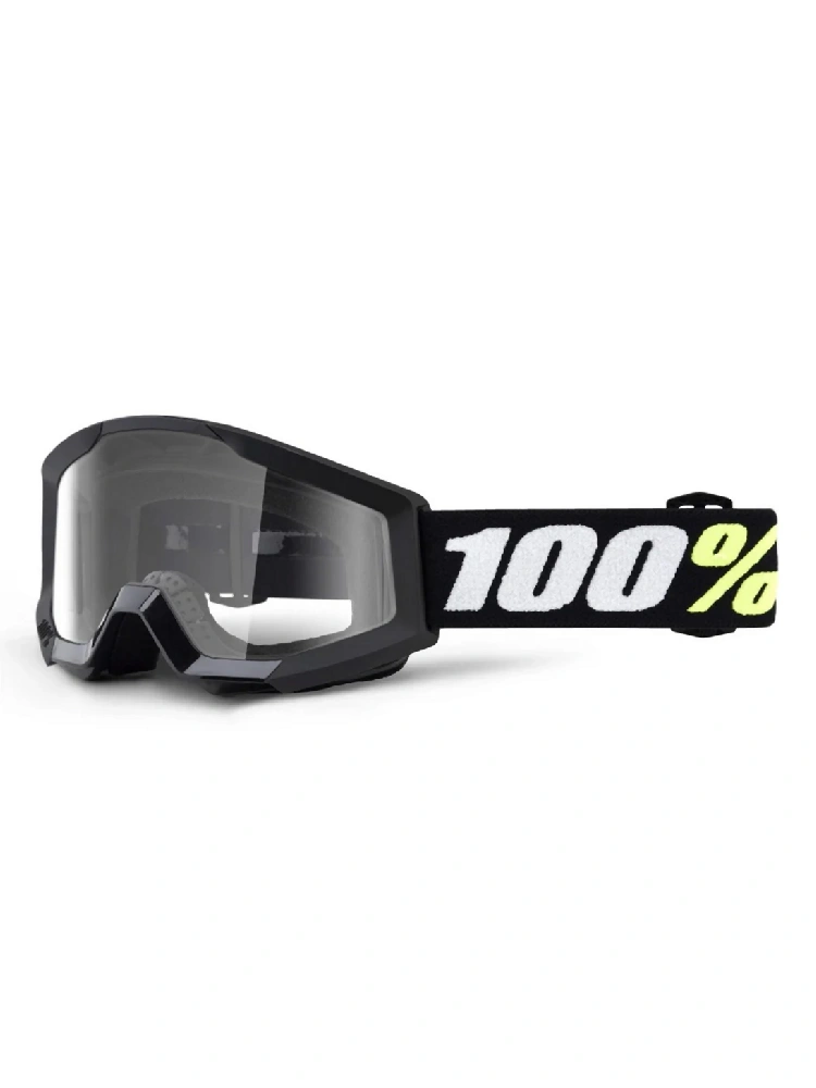 Gogle motocyklowe dziecięce 100% Strata Mini z przezroczystą szybką czarne