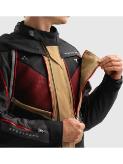 Kurtka motocyklowa tekstylna Rebelhorn Hardy 3.0 brązowo-szaro-czerwona
