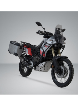Zestaw: kufry boczne TRAX ADV + stelaże PRO SW-MOTECH 37/45 L Yamaha Tenere 700 (20-)/ World Raid (22-)/ World Rally (24-)/ Rally/ Extreme (24-) [pojemność 37 i 45 L] srebrne