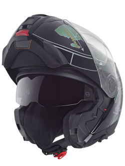 Zestaw: kask szczękowy Schuberth C5 Globe zielono-czarny + dedykowany interkom motocyklowy