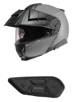 Zestaw: Kask szczękowy Schuberth E2 szary + dedykowany interkom motocyklowy