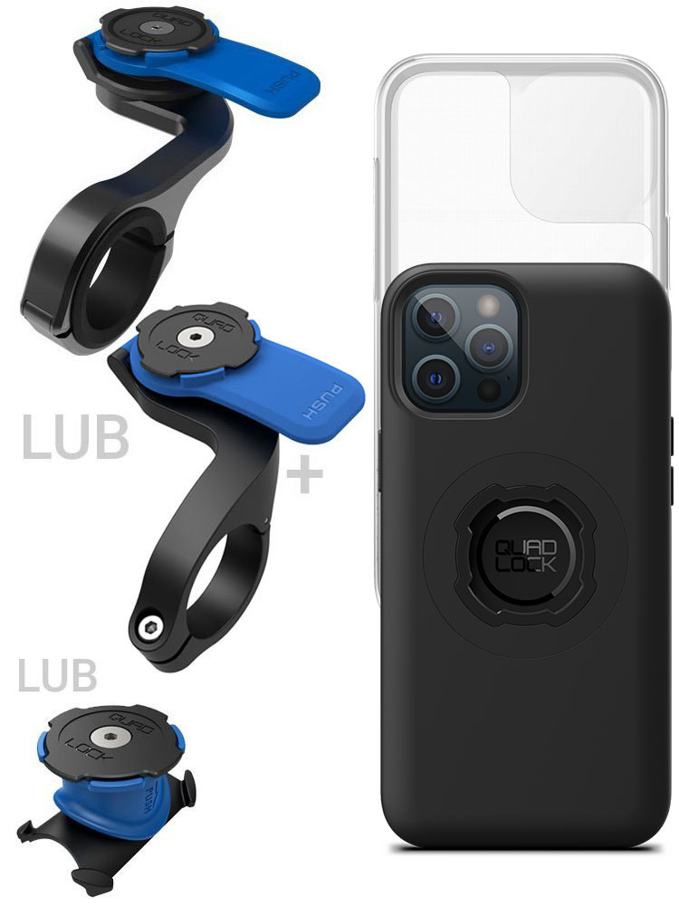Zestaw rowerowy: etui MAG na telefon iPhone 12 Pro Max (magnetyczne) + wodoodporny pokrowiec MAG + mocowanie Quad Lock