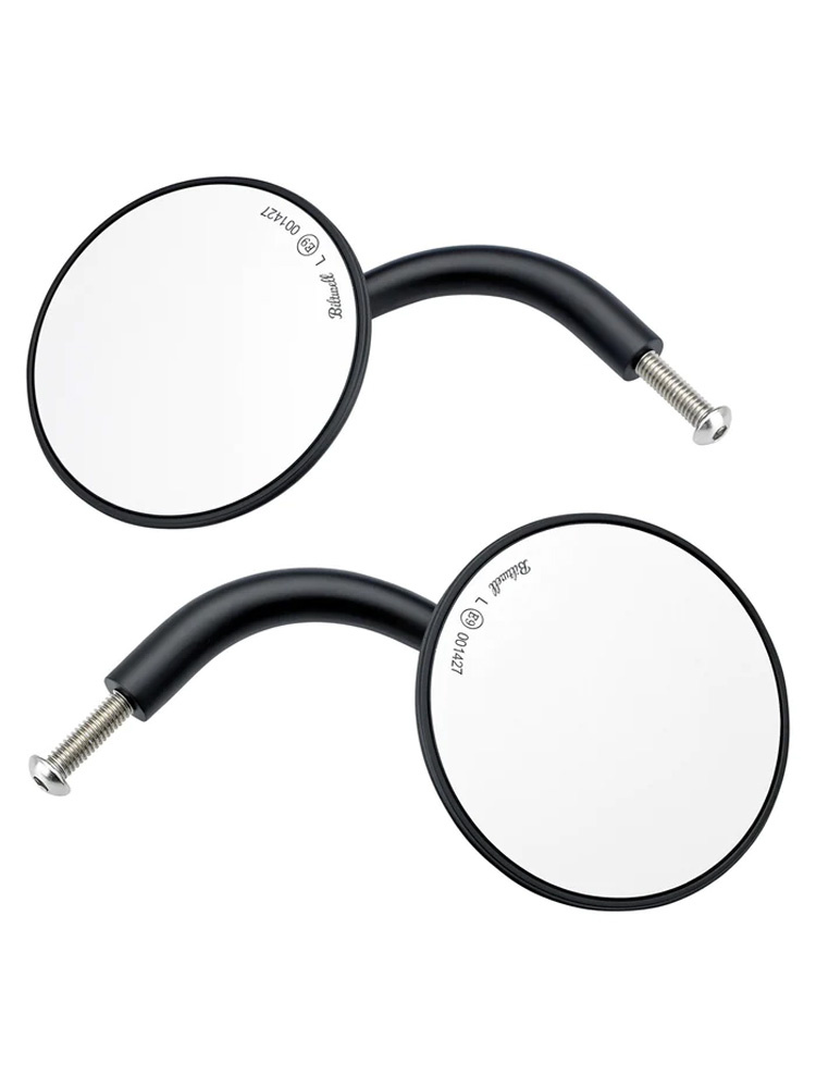 Lusterko motocyklowe uniwersalne Biltwell Round Short Arm czarne