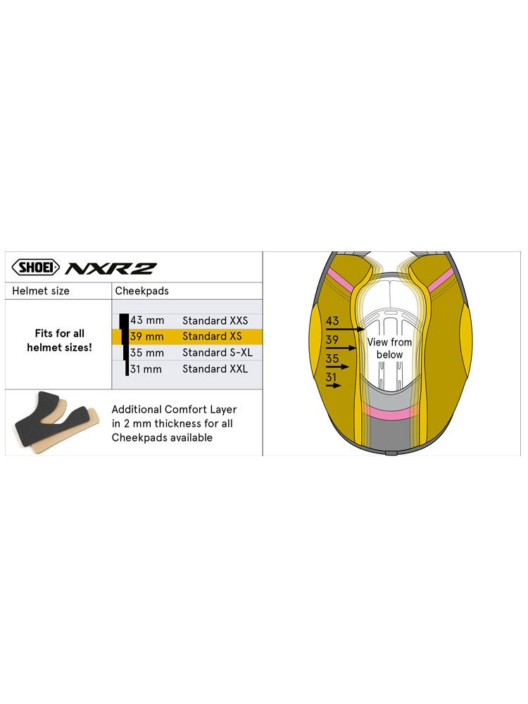 Wkładki policzkowe Shoei do kasku NXR II 39 mm