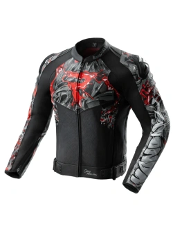 Kurtka motocyklowa skórzana Rebelhorn Vandal 2 Cruze czarno-szaro-czerwona