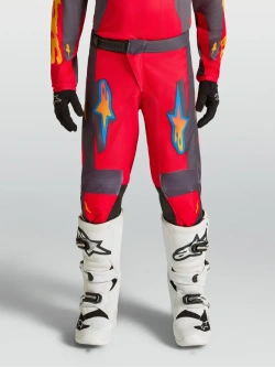 Spodnie cross dziecięce Alpinestars MX Fluid Hunt czerwono-niebiesko-pomarańczowe