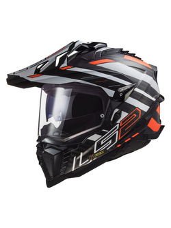 Kask adventure LS2 MX701 Explorer C Edge czarno-biało-pomarańczowy
