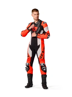 Kombinezon motocyklowy jednoczęściowy REV’IT! Hyperspeed 3 szaro-fluo czerwony