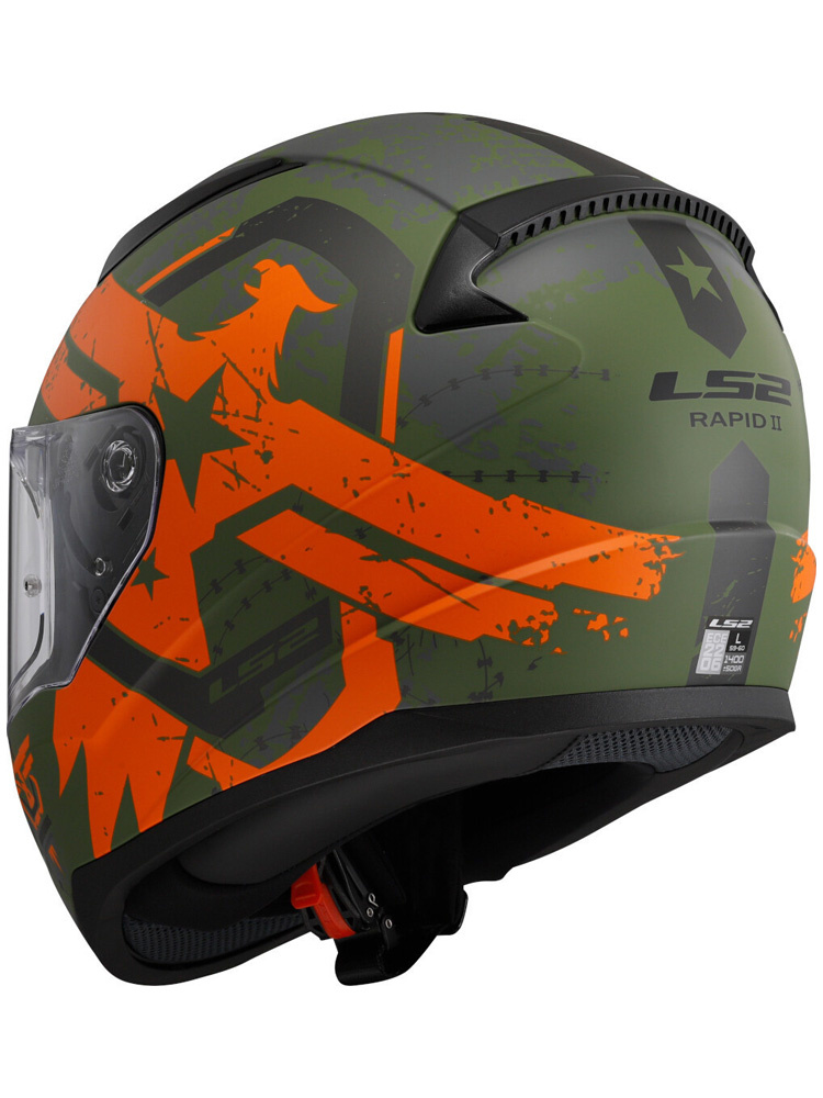 Kask integralny LS2 FF353 Rapid II Thunderbirds zielono-pomarańczowy matowy
