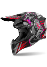 Kask enduro Airoh Wraaap Cyborg czarno-szaro-czerwony matowy