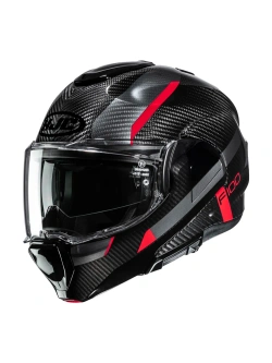 Kask szczękowy HJC F100 Carbon Askan czarno-czerwony