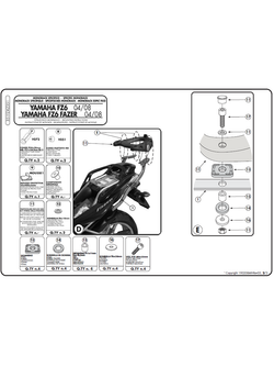  Stelaż pod kufer centralny Monokey, Monolock GIVI Yamaha FZ6/ FZ6 Fazer (04-11)
