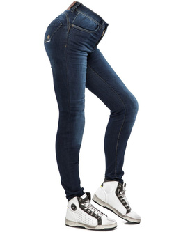 Jeansy motocyklowe damskie City Nomad Jennifer ciemnoniebieskie