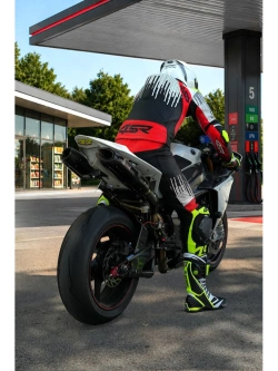 Kombinezon motocyklowy dwuczęściowy 4SR RR Stripes AR czarno-biało-czerwony