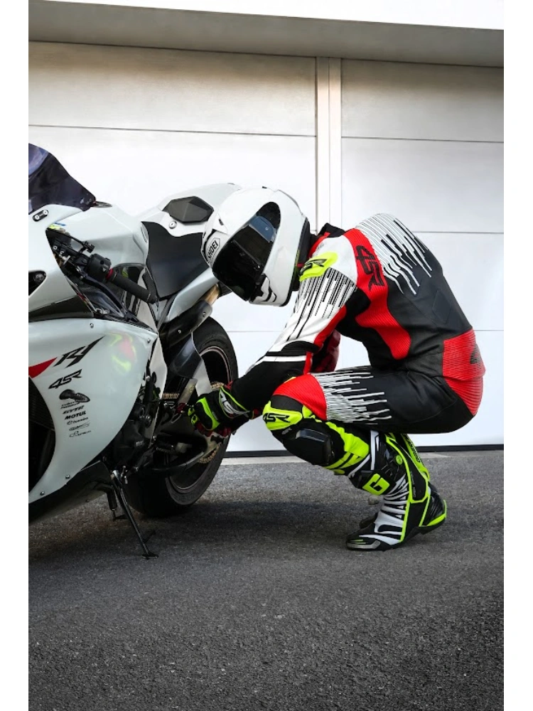 Kombinezon motocyklowy dwuczęściowy 4SR RR Stripes AR czarno-biało-czerwony