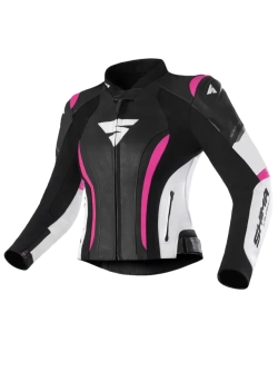 Kurtka motocyklowa damska skórzana Shima Miura 2.0 czarno-biało-różowa