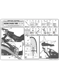 Stelaż pod kufer centralny Monokey, Monolock Kappa Suzuki SV 650/S (03-08)/ 1000/ S (03-07) [bez płyty montażowej]