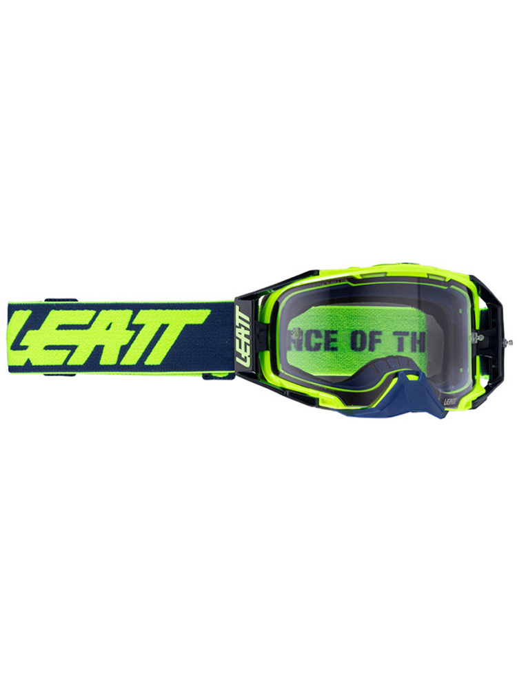 Gogle motocyklowe Leatt Velocity 6.5 Cryztal Lime z przezroczystą szybą zielono-niebieskie