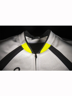 Kurtka motocyklowa skórzana Icon Hypersport 2 Prime biało-fluo