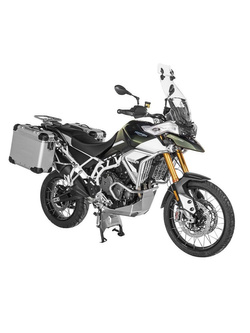 Zestaw: kufry boczne z anodowanego aluminium srebrne "And-S" Zega Evo + stelaże srebrne Touratech Triumph Tiger 900 Rally / Pro / GT / GT Pro (20-) (31+38L)