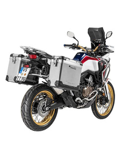 Zestaw: kufry boczne aluminiowe srebrne Zega Pro + stelaże srebrne Touratech Honda CRF1000L Africa Twin (18-22) /CRF1000L Adventure Sports (31+38L)