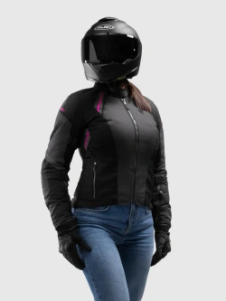 Kurtka motocyklowa damska tekstylna Rebelhorn Swift czarno-szaro-różowa
