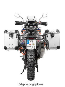 Zestaw: kufry boczne srebrne "And-S" Zega Evo X + stelaże czarne Touratech KTM Super Adventure 1290 S/R (21-24) [poj.: 45+45l]
