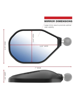 Zestaw lusterek motocyklowych RAM Tough-Mirror z długimi ramionami B i podstawami kulowymi