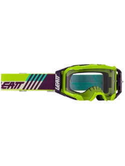 Gogle motocyklowe Leatt Velocity 5.5 Cryztal Lime z przezroczystą szybą zielono-fioletowe