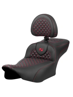 Kanapa motocyklowa dla kierowcy i pasażera z oparciem Saddlemen Roadsofa DS Extended Reach Harley Davidson Road Glide/ Street Glide (wybrane modele) (23-) czarno-czerwona