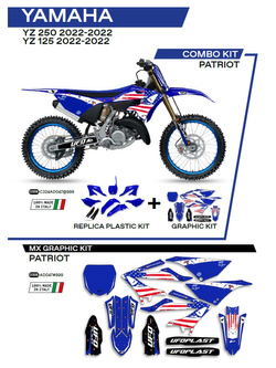 Komplet plastików i naklejek UFO Patriot do Yamahy YZ 125/250 (22-) biało-niebieski