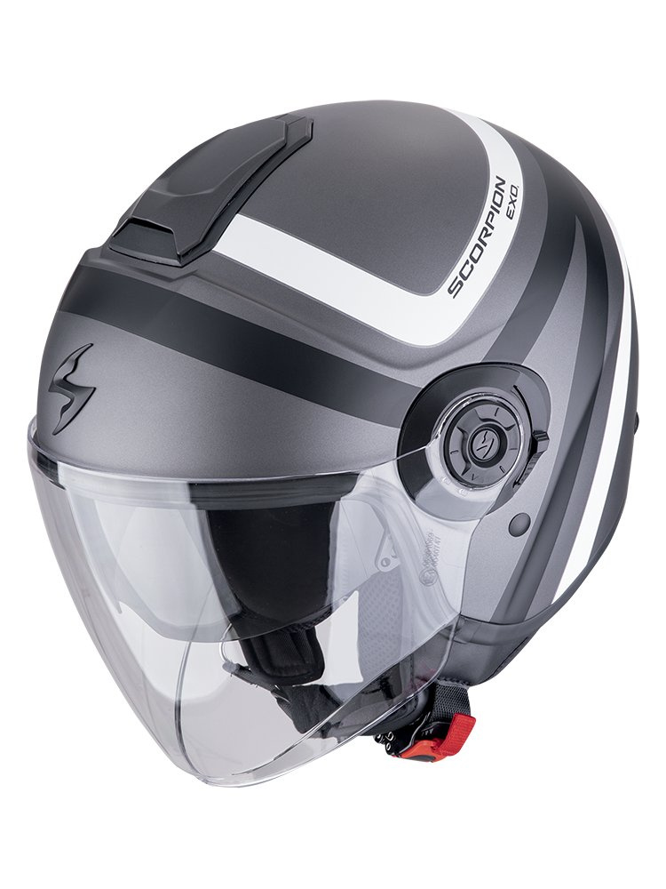 Kask otwarty Scorpion Exo-City II Riva srebrno-czarno-biały matowy