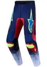 Spodnie cross Alpinestars MX Fluid Drag niebiesko-czerwono-żółte