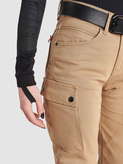 Jeansy motocyklowe damskie Pando Moto Mila Cargo brązowe