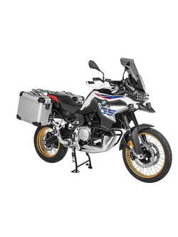 Zestaw: kufry boczne z anodowanego aluminium srebrne Zega Evo X + stelaże czarne Touratech BMW F850GS/ Adventure/ F750GS/ F900GS Adventure/ F800GS (24-) (2 x 38L)