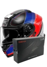 Zestaw: kask szczękowy Shoei Neotec 3 Sharpen TC-10 niebiesko-czerwony + dedykowany interkom motocyklowy Sena SRL 3