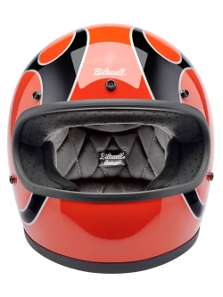 Kask integralny Biltwell Gringo Flames pomarańczowo-biało-czarny