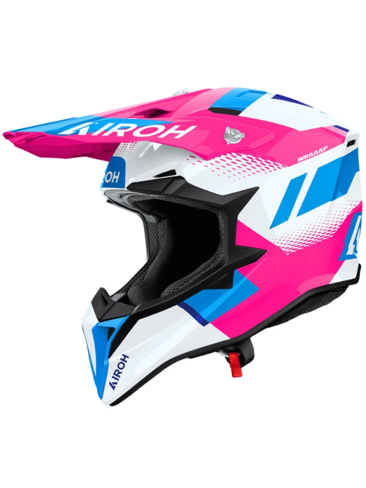 Kask enduro Airoh Wraaap Vision biało-różowo-niebieski połysk