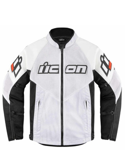 Kurtka motocyklowa skórzano-tekstylna Icon Mesh AF biało-czarna