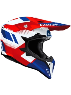 Kask enduro Airoh Wraaap Vision czerwono-biało-niebieski połysk
