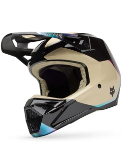 Kask enduro Fox V1 Hello Future czarno-beżowy