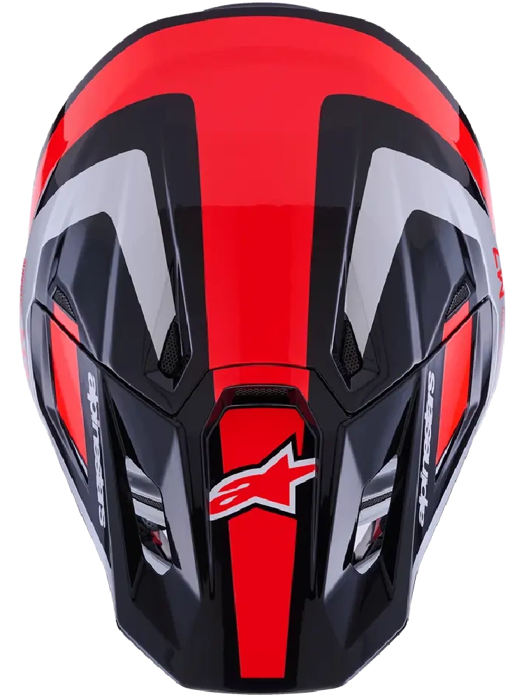 Kask enduro Alpinestars SM7 Rise czarno-srebrno-czerwony połysk